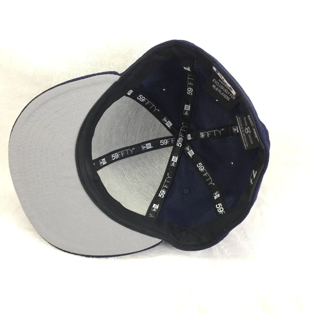 Atlanta Braves Hat Players Cap Fitted Mens 7 1/2 Blue MLB Baseball Stars Stripes